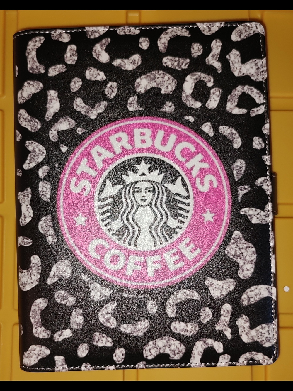 Starbucks Pink and Black Leopard Print Binder